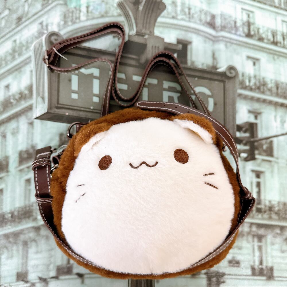 Cute Cat Plush Crossbody Bag, Casual Shoulder Satchel, Novelty Gift
